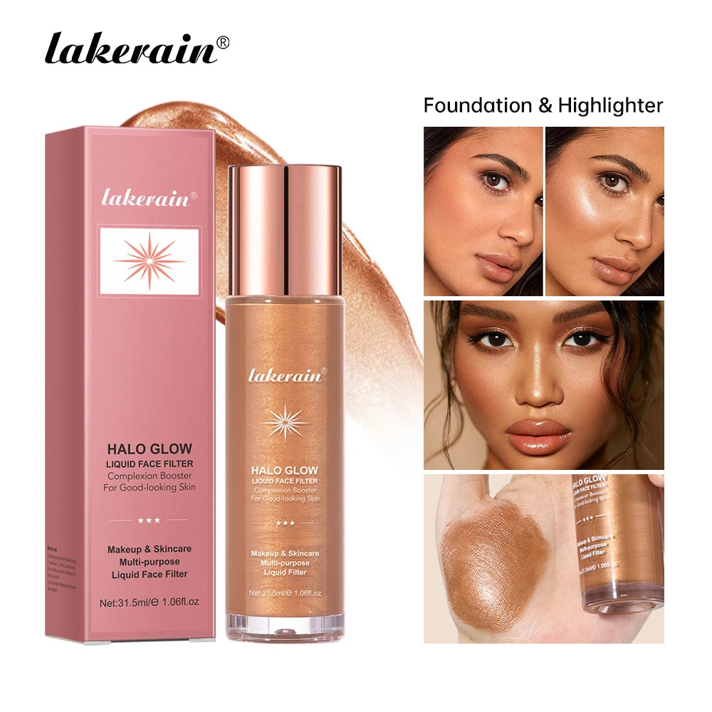 Iluminador Líquido 2 em 1 (Skincare e Primer): Contorno Facial, Hidratação, Iluminação, Bronzer e Efeito Glow para Rosto e Corpo