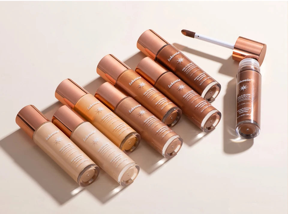 Iluminador Líquido 2 em 1 (Skincare e Primer): Contorno Facial, Hidratação, Iluminação, Bronzer e Efeito Glow para Rosto e Corpo